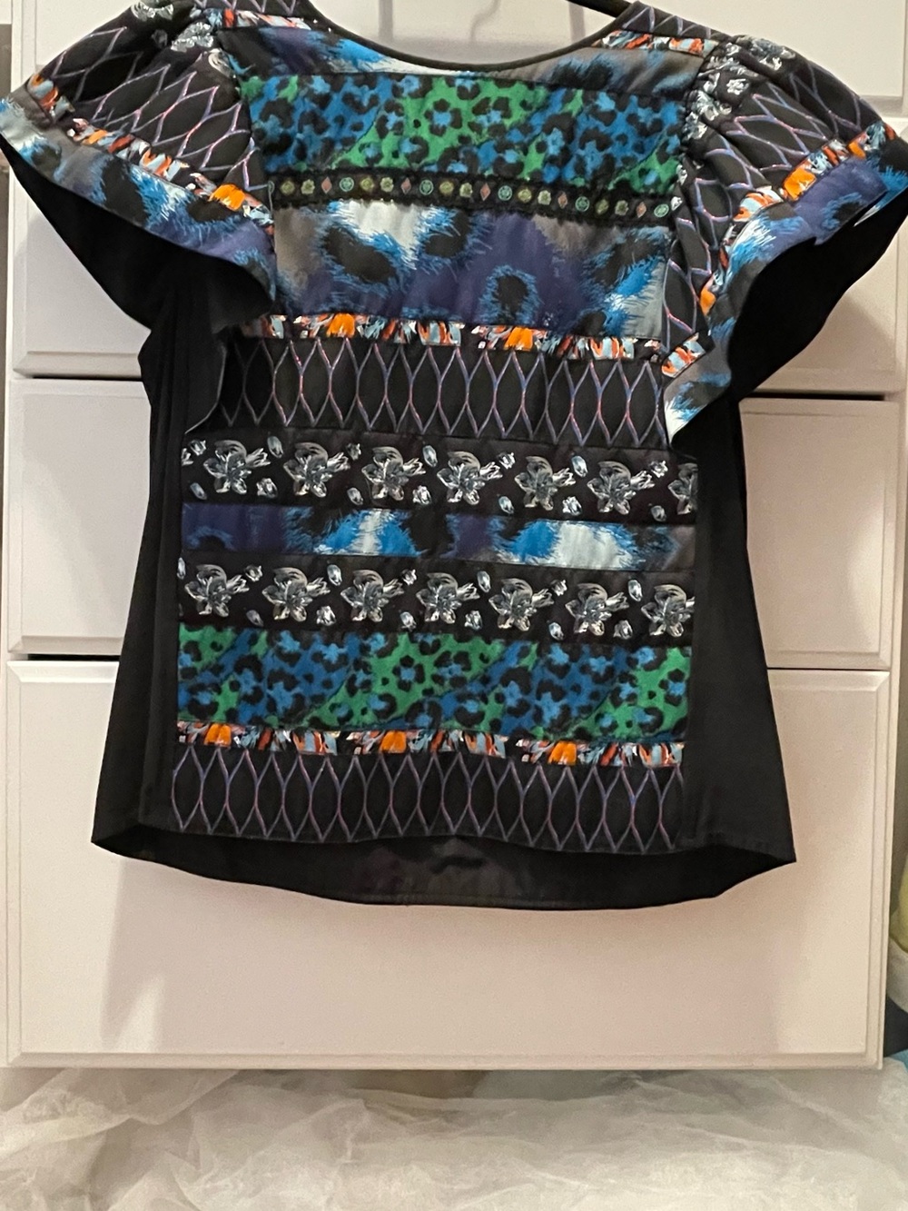 Kenzo X H&M Multicolor Blue Green Printed Top